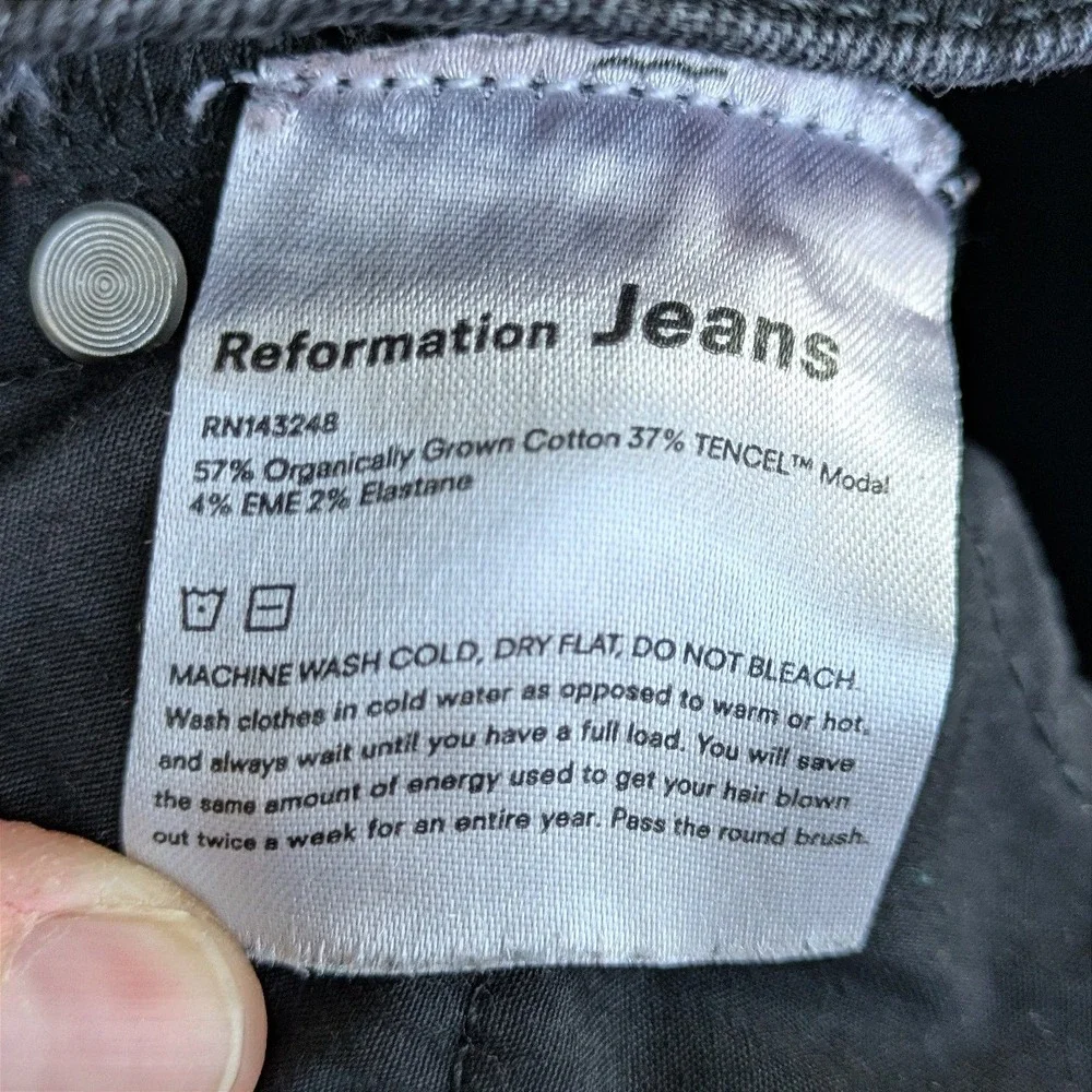 Reformation High Rise Skinny Jeans Women's 29 Black Stretch Denim Sustainable‎